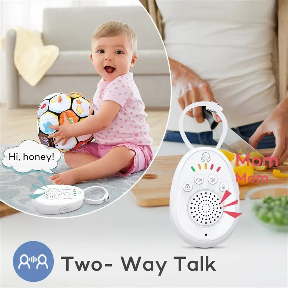 A10R Walkie-Talkie Wireless 2.4GHz per Bambini, Piccolo Monitor Portatile per Neonati con Funzione Audio Bidirezionale, Interfono con Batteria Ricaricabile