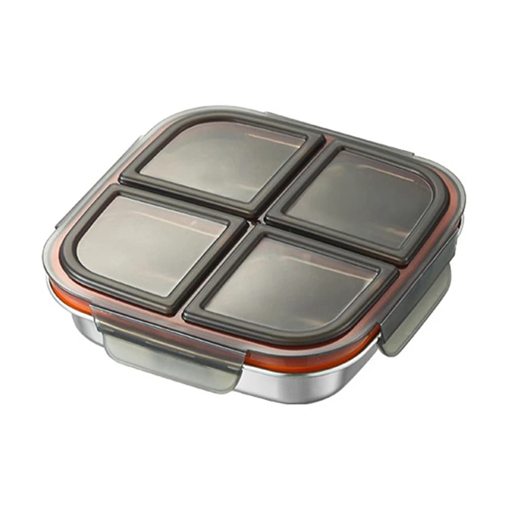 2 Pack Stainless Steel Snack Box With Dividers Leak Proof Lunch Container For Adults School Work Camping Food Storage