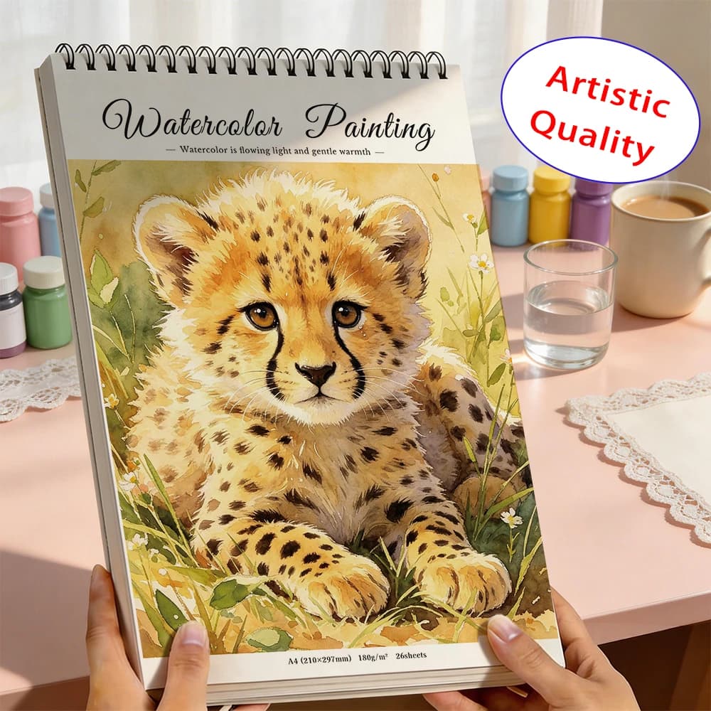 A4 180gsm Watercolor Sketch Pad 26 Sheets Thick Drawing Paper High Absorbent Anti Tear Water Resistant For Gouache Wildlife Anim