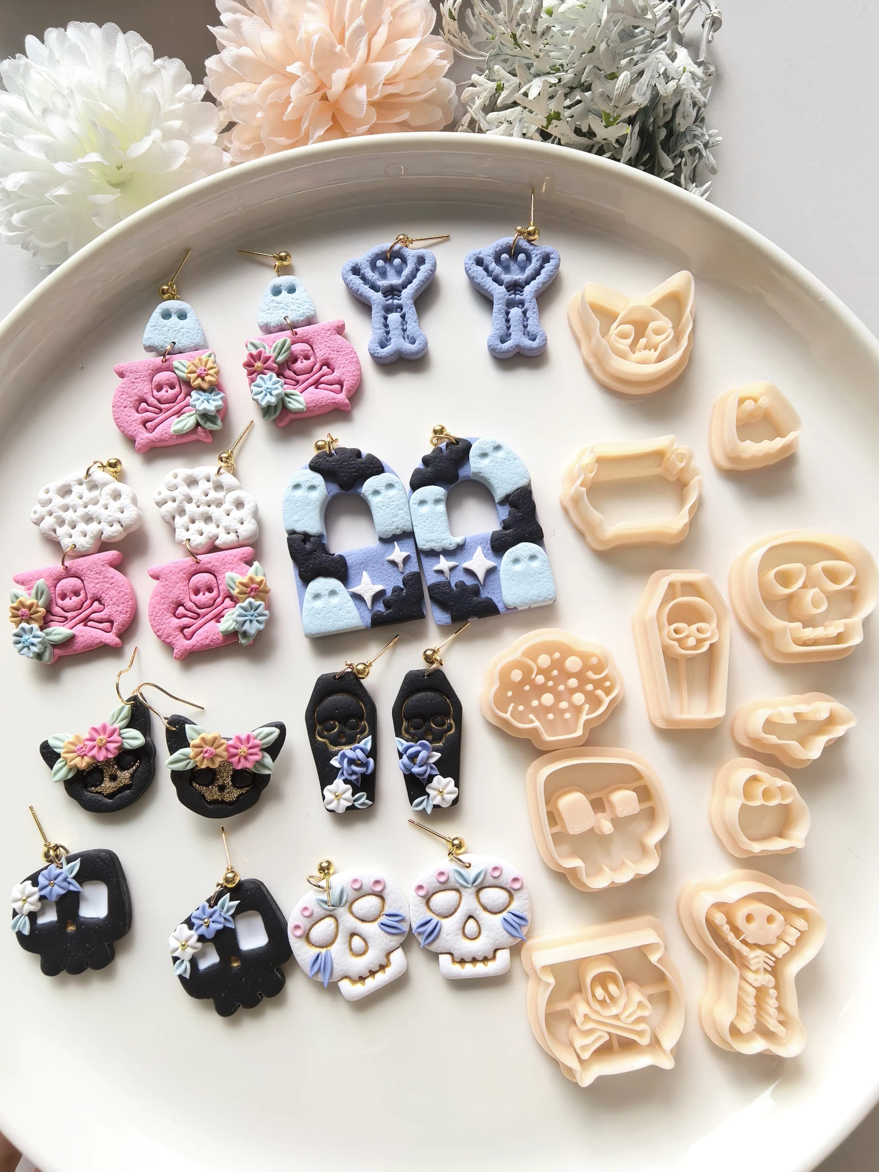 Halloween Skull Series Various Styles Polymer Clay Cutters Clay Cutting Molds DIY Earrings Jewelry Making Hand Tools