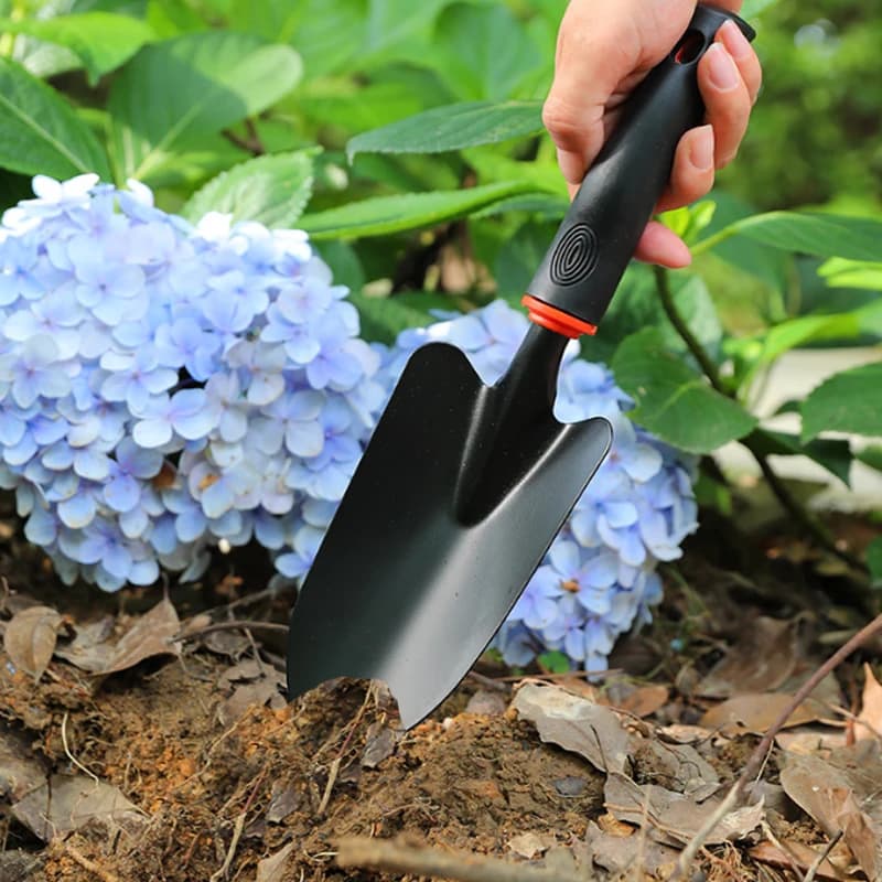 1PCS Stainless Steel Portable Gardening Trowel Shovel Kit with Ergonomic Black Handle Perfect for Planting Flowers Sowing Seeds