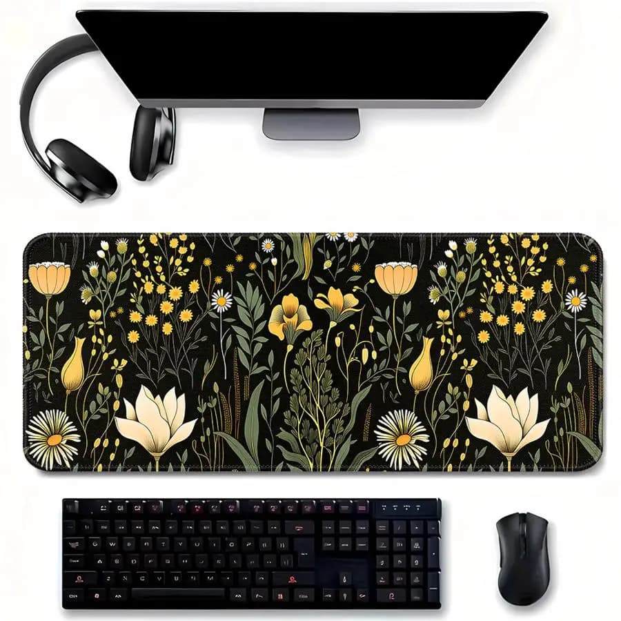 Anti slip Mouse Pad Computer Laptop Pad Game Console Pad office Pad Keyboard Mouse Pad Desk accessories Vintage Dark Floral