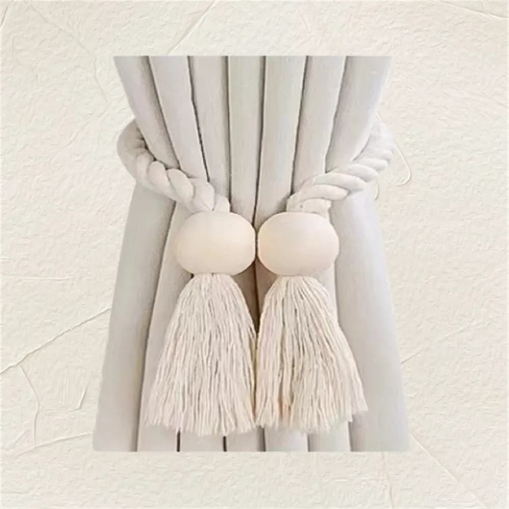 Fermatende per tende con nodo magnetico in legno massello intrecciato a mano con stile Boho, adatto per la decorazione della cas