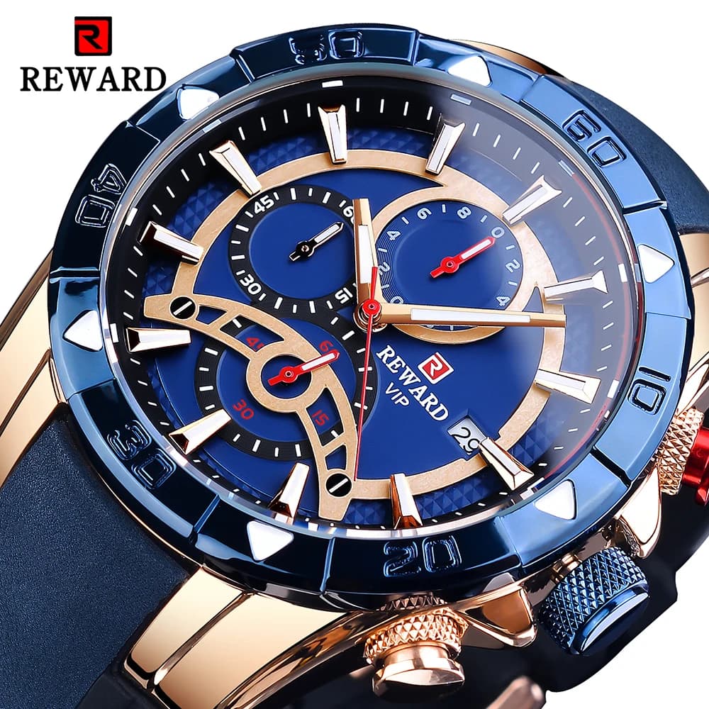 RICOMPENSA Luxury Men's Watch Military Luminous Chronograph Waterproof Date Men's Watch PU Leather Quartz Watches