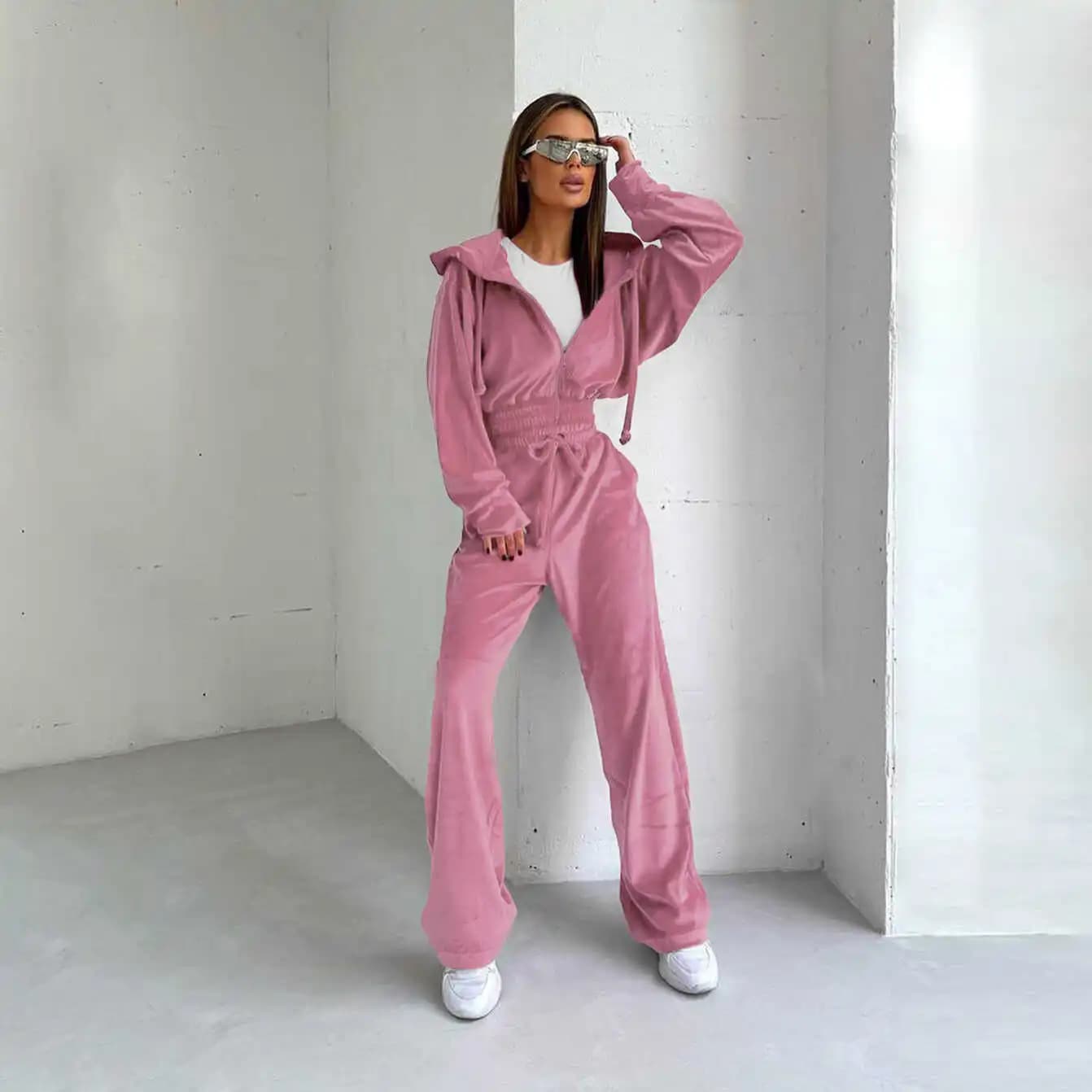 Completo Invernale Casual da Donna: Giacca Sportiva con Cappuccio e Zip e Pantaloni Lunghi, Set Due Pezzi Moda Autunno Inverno
