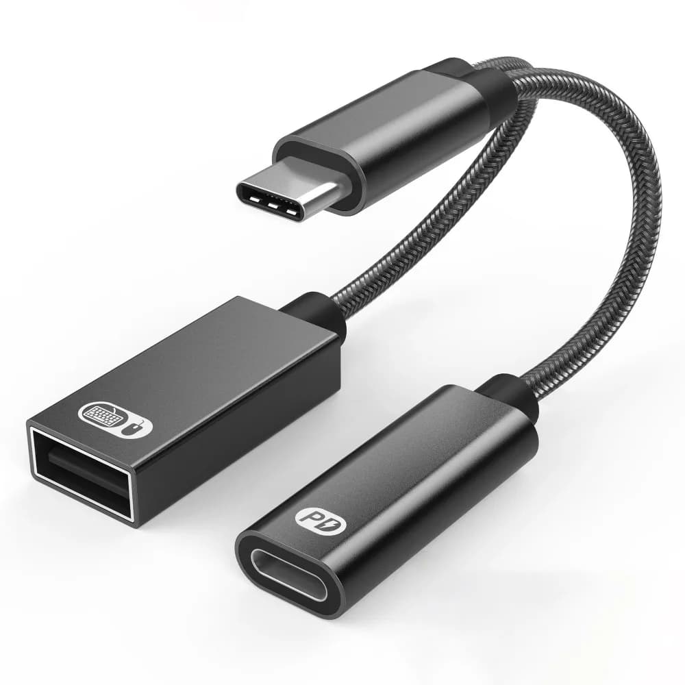 PD60W Adattatore 2 in 1 da tipo C a USB OTG Convertitore multifunzione Splitter cavo da USB C a audio 2 in 1 Ricarica rapida