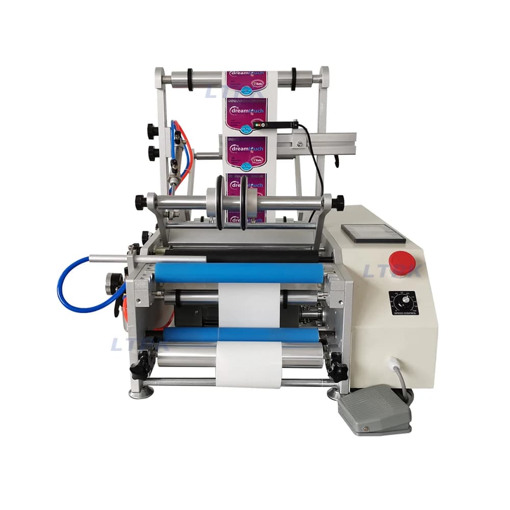 LTPK LT-190III Etichettatrice semiautomatica per bottiglie rotonde di vino in vetro piccolo con adesivi bifacciali da tavolo