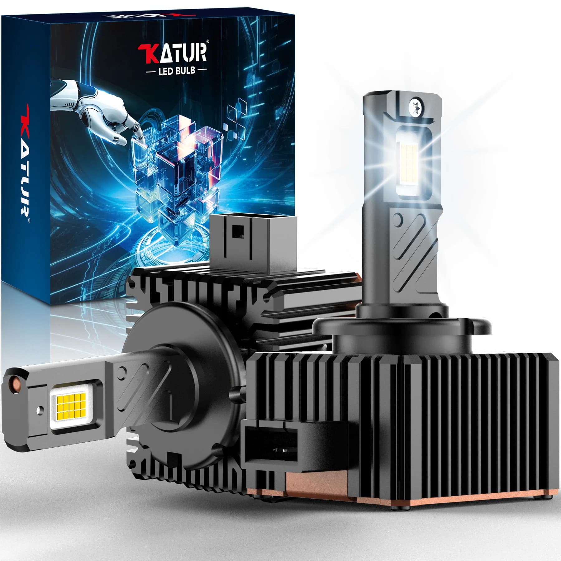 KATUR 2 pz D1S D1R D3S D3R Ha Condotto La Lampadina Del Faro Dell'automobile Super Luminoso Bianco 800% Luminosità Diodo Turbo Ad Alta Potenza con Ventola Canbus