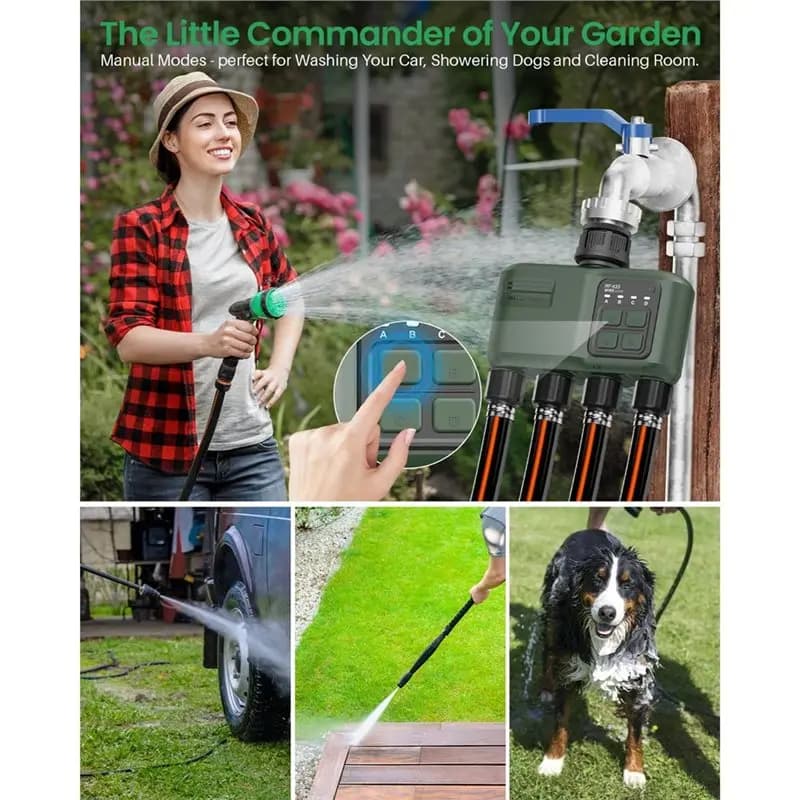 DT51 WiFi Water Timer for Garden Hose, Smart Sprinkler Controller 4 Zone US Plug Irrigation Timer