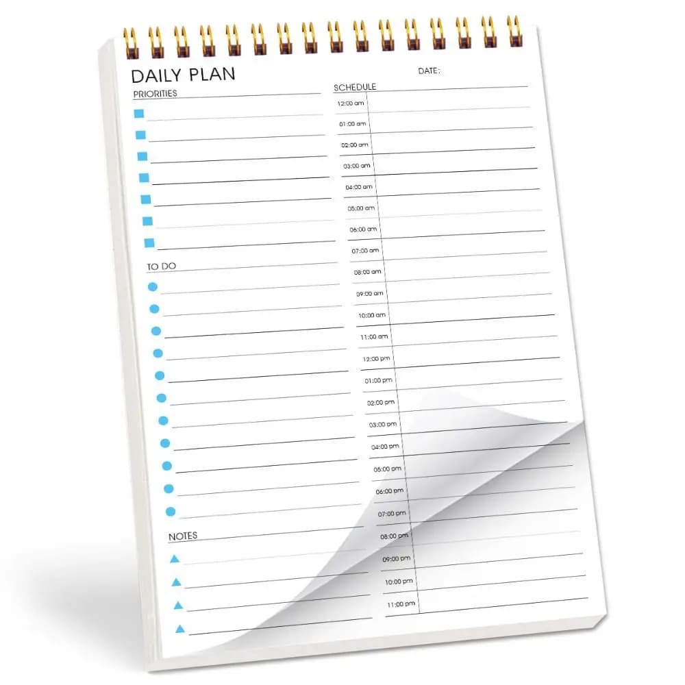 New A5 Daily Schedule Planner English Layout Double Sided Time Block Planner Thick Paper Undated To Do List Notebook Work