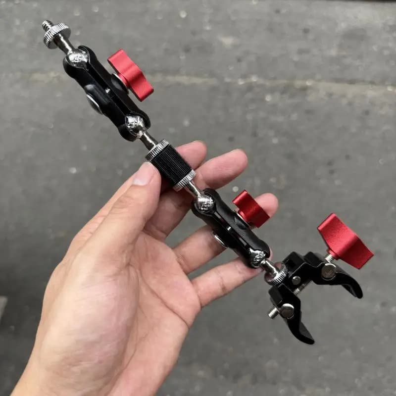 Top quality metal super clamp set with double spherical head arm for DSLR monitor, light, microphone and telephone support