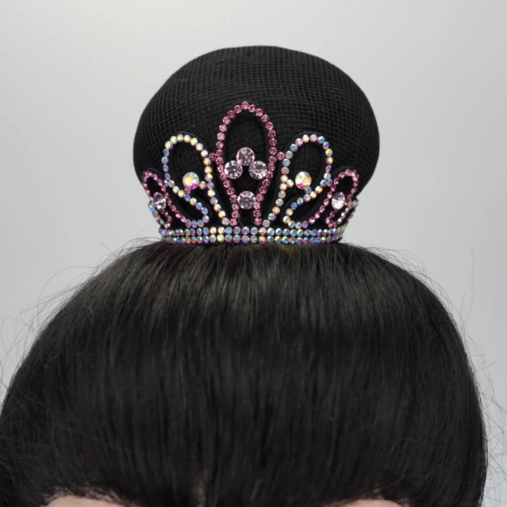 Professional Figure Skating Gymnastics Rhinestone Crown, Ballet Dance Stage Competition Updo Bun Tiara Hair For Female