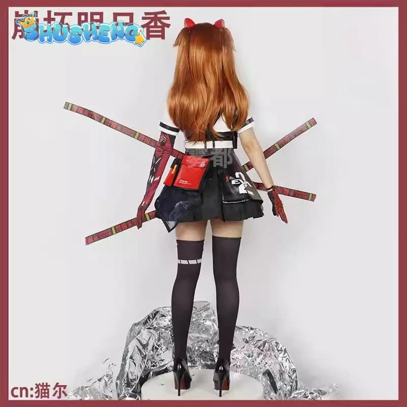Costume Cosplay Anime EVA Linkage Honkai: Star Rail Asuka Langley Soryu, Uniforme JK per Halloween, Gonne, Guanti, Calzini, Completo per Uomo e Donna