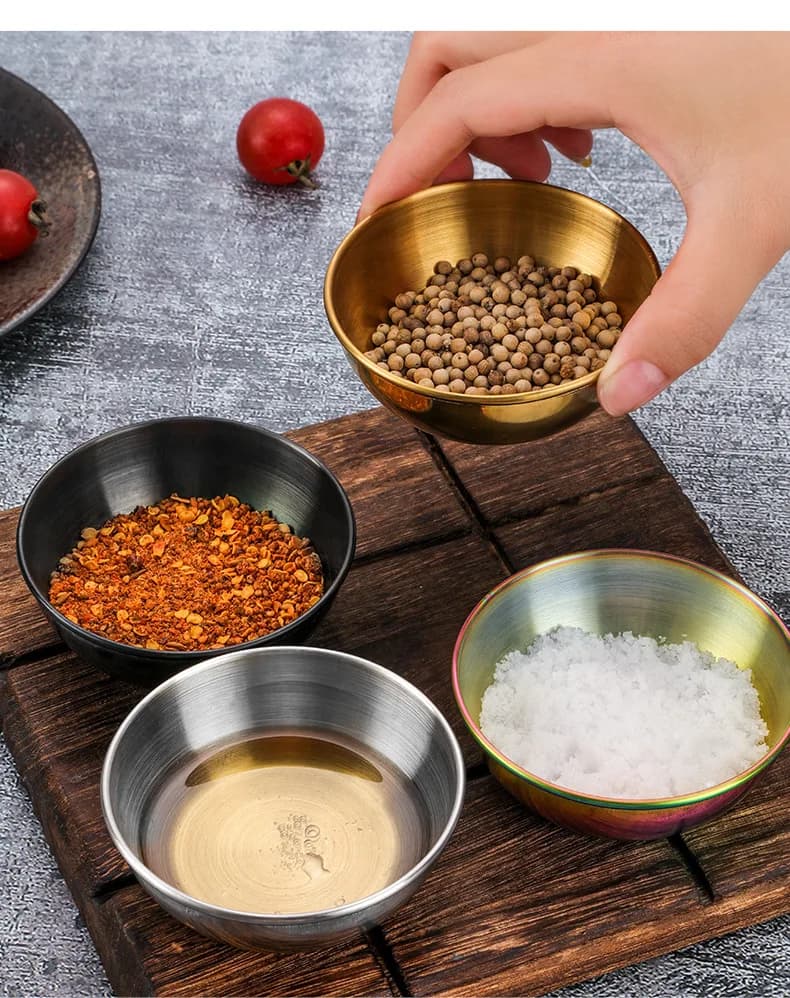 1/2/4 pezzi in acciaio inossidabile piatti per salsa dorata antipasti condimento piatti da portata set vassoio stoviglie da cucina piatti per spezie