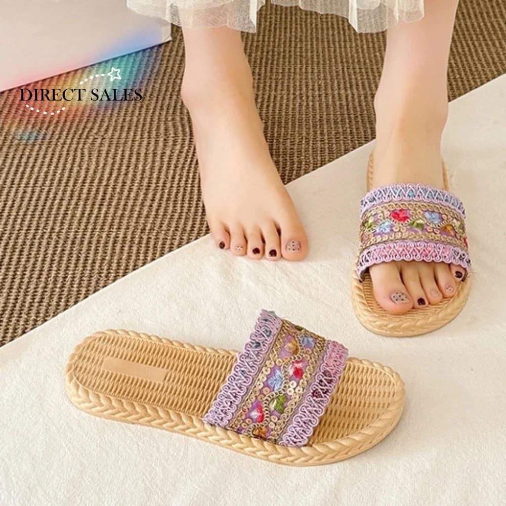Ethnic slippers for holidays, Waterproof and Anti-slip, Sea sandals with Hand-crafted Appearance, Beach slippers for Swimming