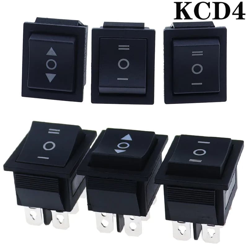 1PCS KCD4 Black Rocker Switch Power Switch ON-OFF-ON 3 Position 6 Pins The arrow is reset 16A 250VAC/ 20A 125VAC