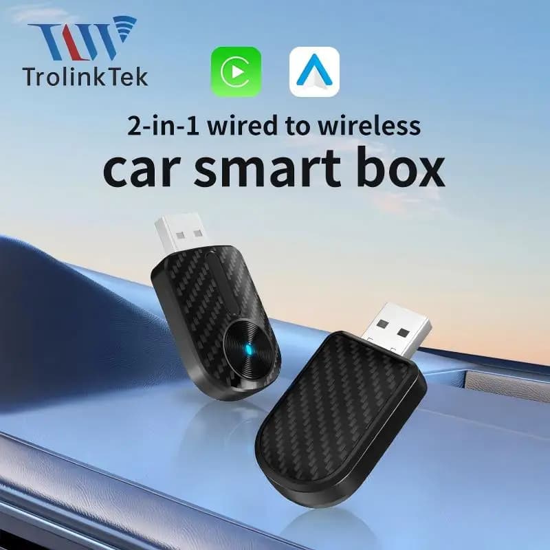 TrolinkTek 2 in 1 Wireless CarPlay Android Auto Adattatore Smart Mini Box TAB01 Convertitore cablato CP/AA a Wireless CP/AA Plug & Play