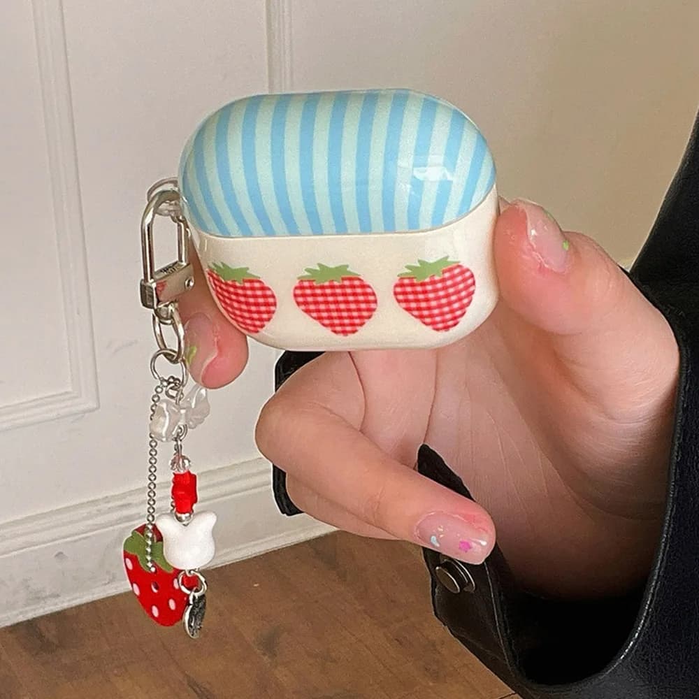 Custodia per Apple AirPods Pro 2 Custodia protettiva Bella frutta Ciondolo fragola Custodie per cuffie per AirPods 4 3 2 1 Pro 3nd Fundas