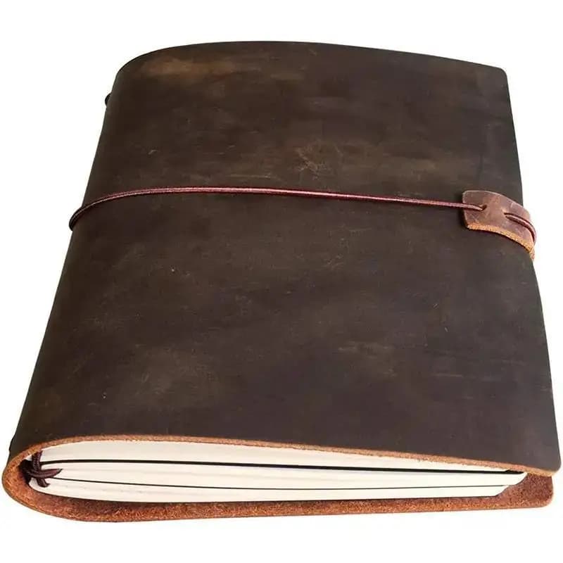 1 reusable leather travel notebook -8.6 x 4.8 standard size, suitable for travel diary, journal writing, and daily recording
