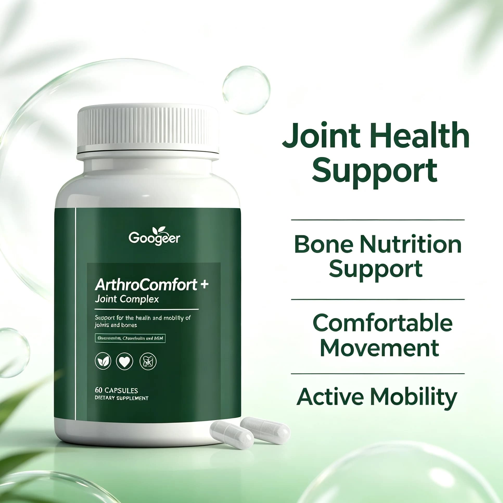 Joint Bone Health Support Capsules with Glucosamine Chondroitin MSM Turmeric, Promote Joint Comfort, Active Lifestyle Supplement