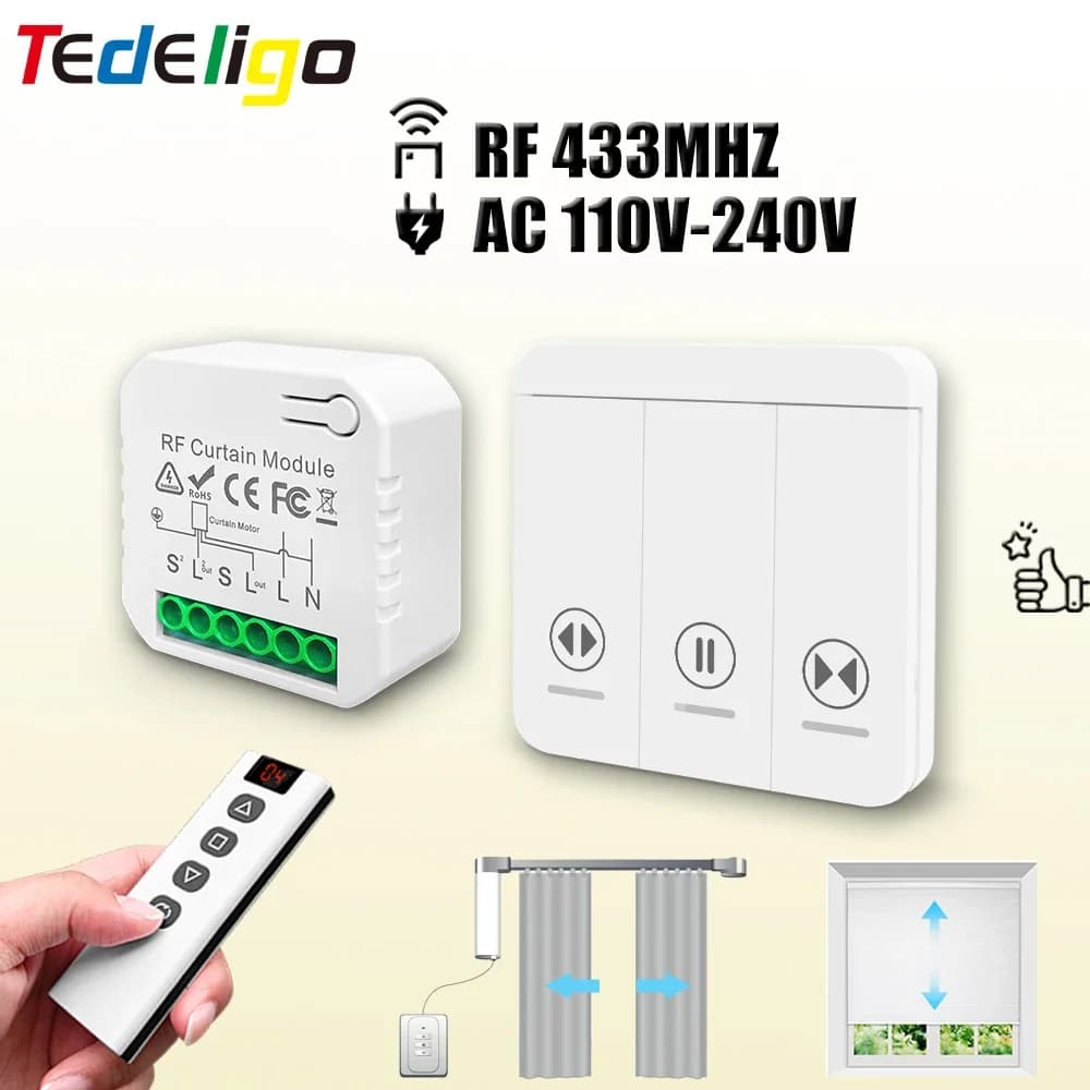 Modulo interruttore per tende RF 433 MHz AC 220V 10A Controller per otturatore con telecomando wireless per tende a rullo motorizzate Motore