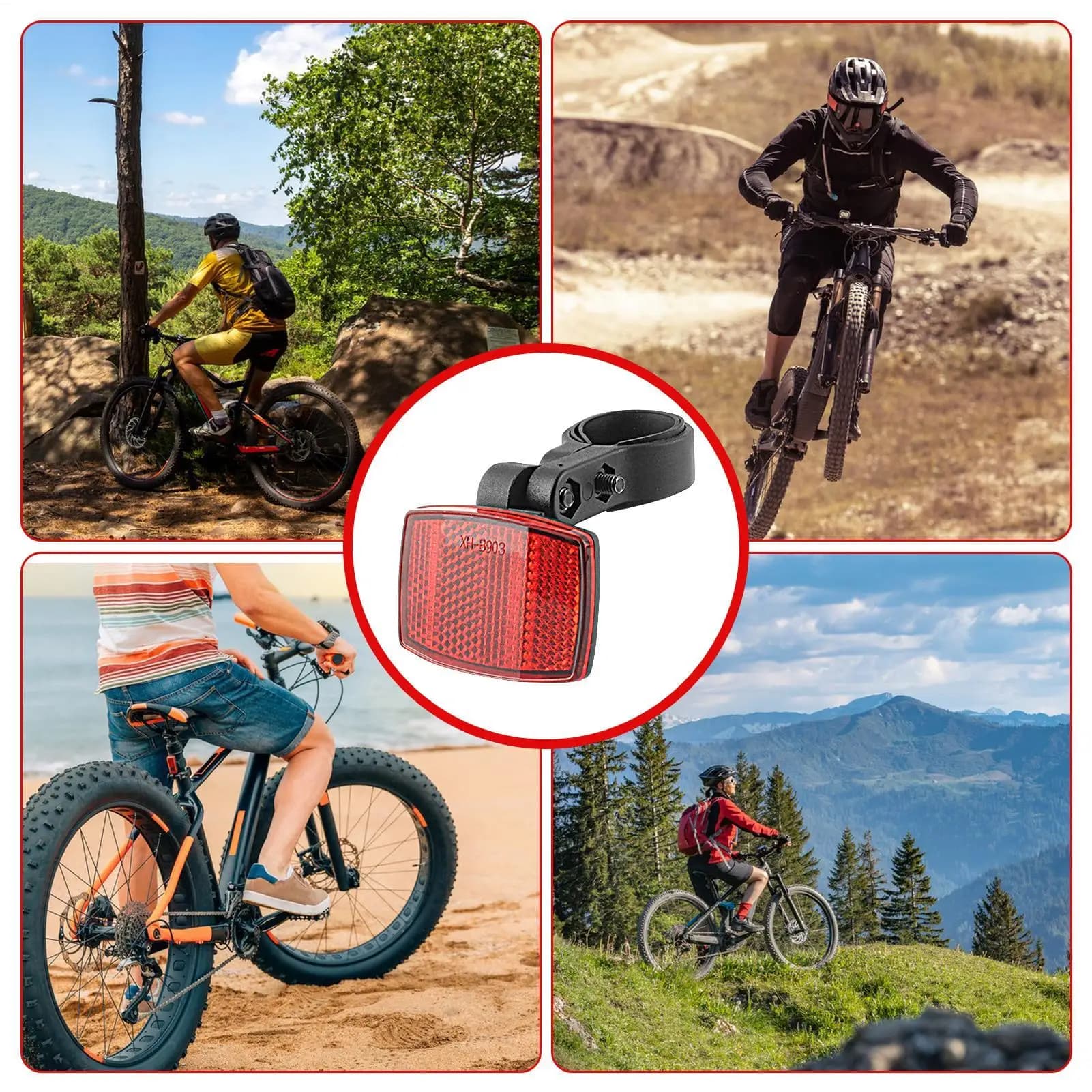 Riflettori per mountain bike, lampada riflettente di sicurezza posteriore, accessori altamente riflettenti per la guida notturna e il ciclismo