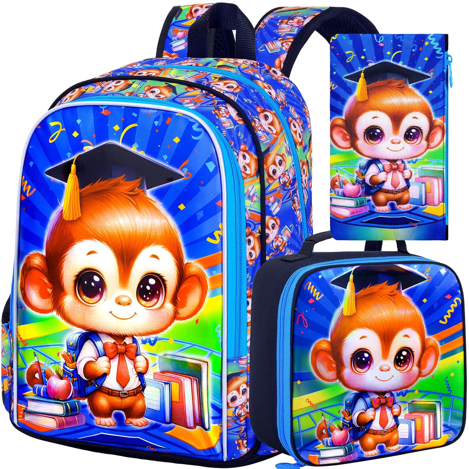 3Pcs 16‑inch Kids Backpack Set, Fashion Children School Bag With Handbag & Pen Pouch For Boys Girls School Daily Use