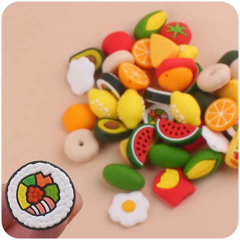 1 pz nuovo cartone animato frutta perline in silicone per bambino ciuccio fai da te braccialetto a catena giocattolo dentizione accessori per passeggino per l'alimentazione del bambino