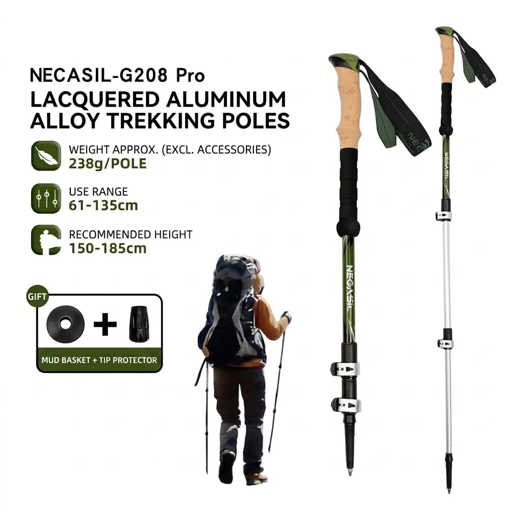 Portatili e Pieghevoli - Two Adjustable Sticks, Aluminium Ski Sticks for Nordic Walking Adatti per Anziani