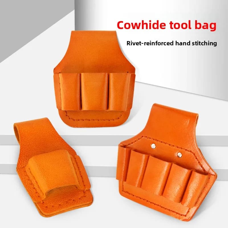 Leather Tool Pouch Belt Electrician 5 Slot Pliers Scissors Holder Cowhide Waist Bag