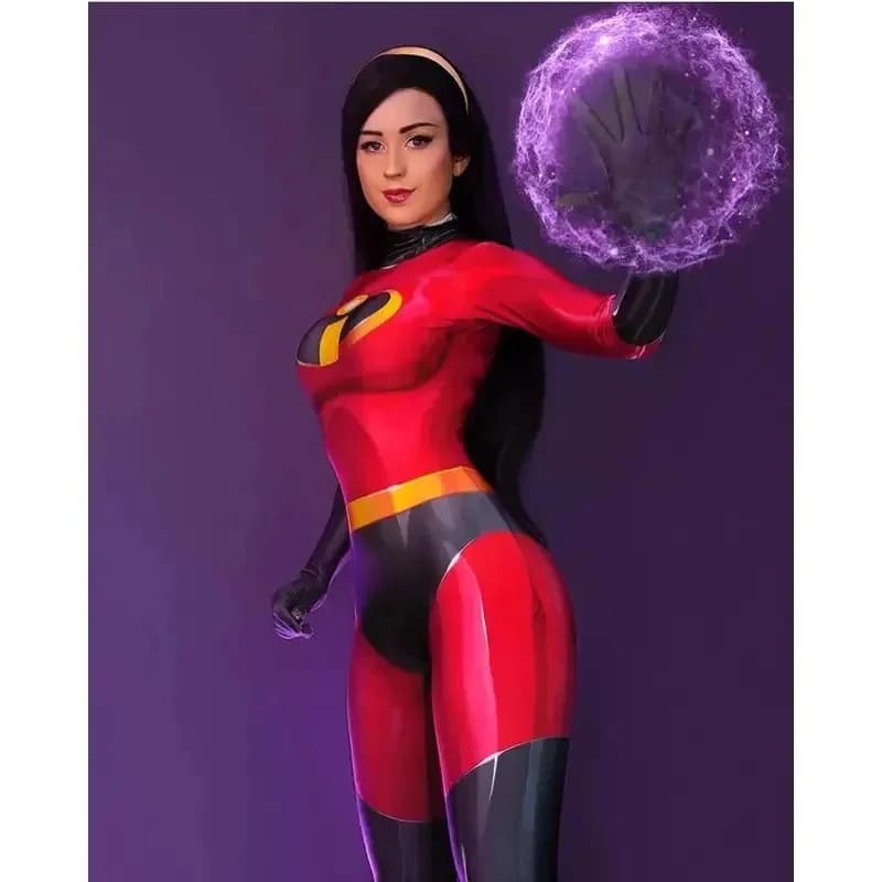 Anime Cosplay Halloween Elastigirl Cosplay Costume The Incredibles 2 Superhero Zentai Bodysuit Female Jumpsuits Adult