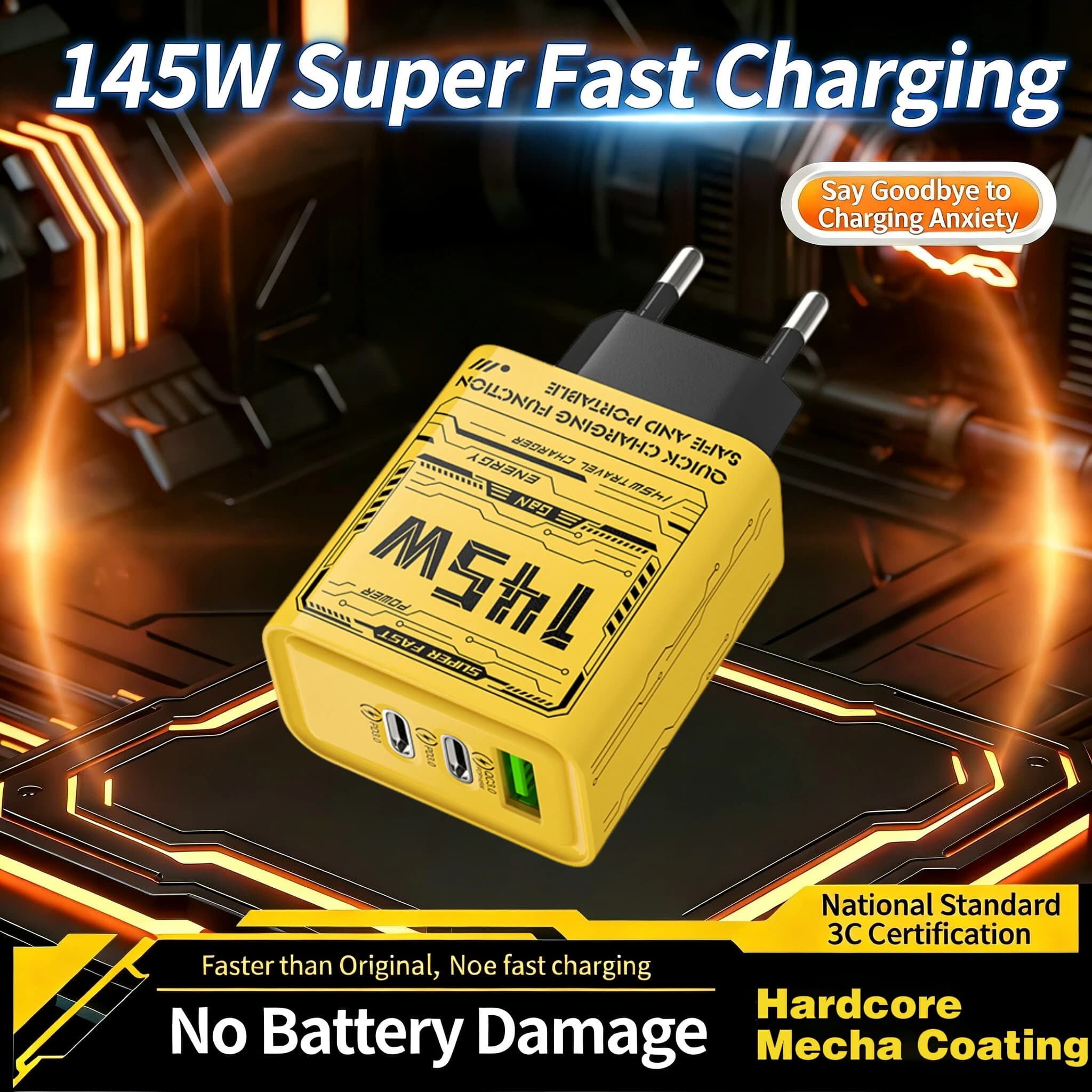 Caricatore Rapido GaN da 145W con Spina UK, Multi-Porta 2C1A PD3.0/QC3.0 | Kit di Ricarica da Viaggio per Laptop, Telefoni e Tablet: Articoli Indispensabili