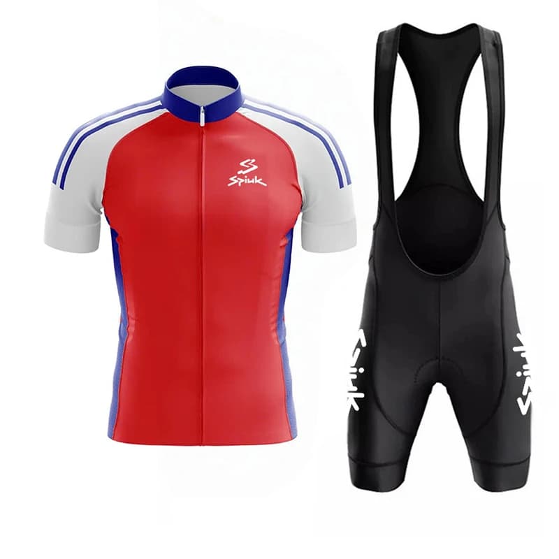 Abbigliamento da Ciclismo Spiuk per Uomo, Maglia a Maniche Corte Traspirante per Mountain Bike, Salopette con Bretelle e Imbottitura