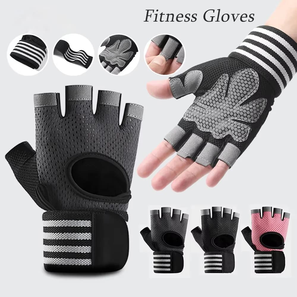 Half Finger Fitness Gloves With Anti Slip Padded Gym Gloves Weight Lifting Cycling Workout Sports Hand Protector For Men Women