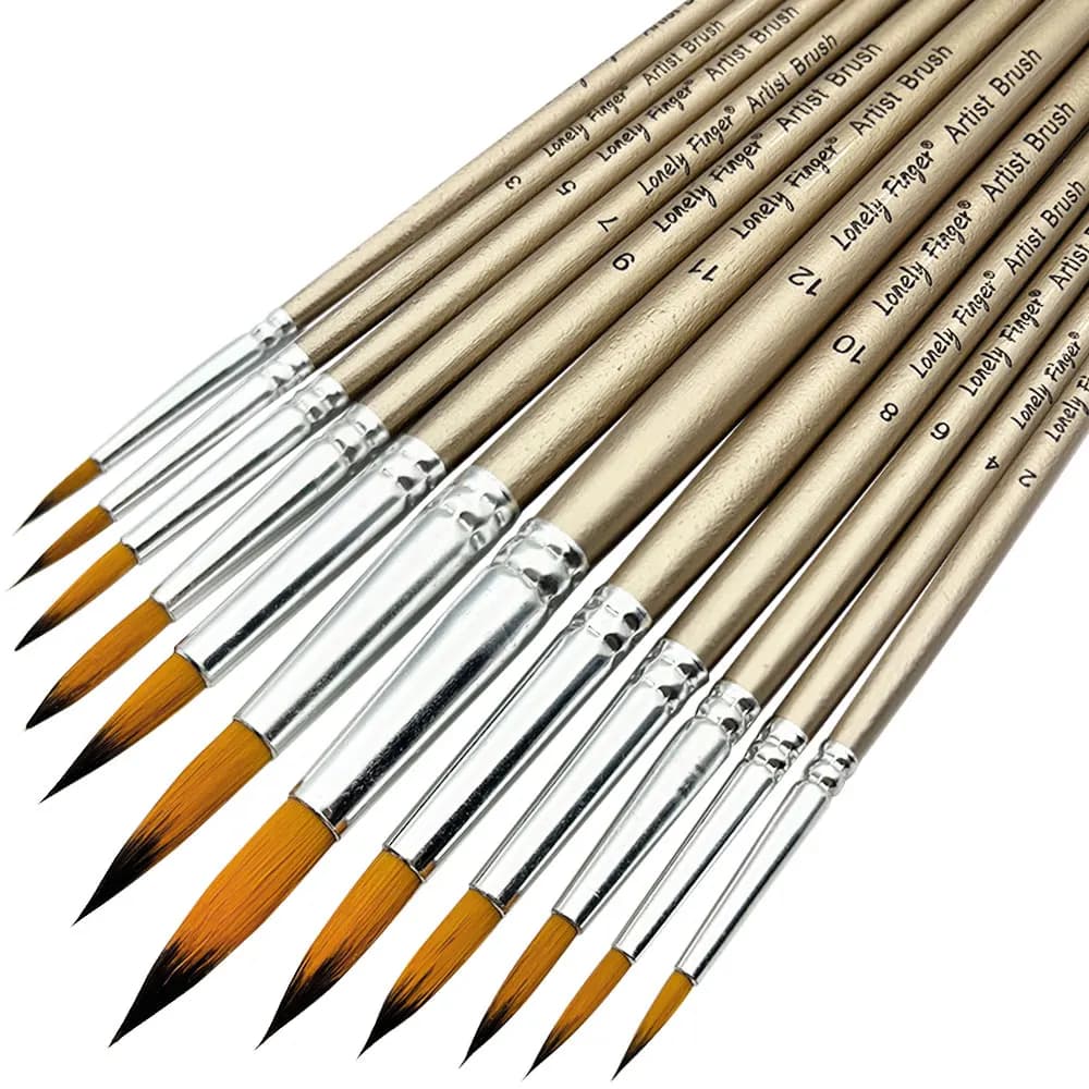 12pcs Professional Round Artist Paint Brushes Set Soft Synthetic Nylon Hair Pointed Tip Watercolor Brush For Acrylic Watercolor
