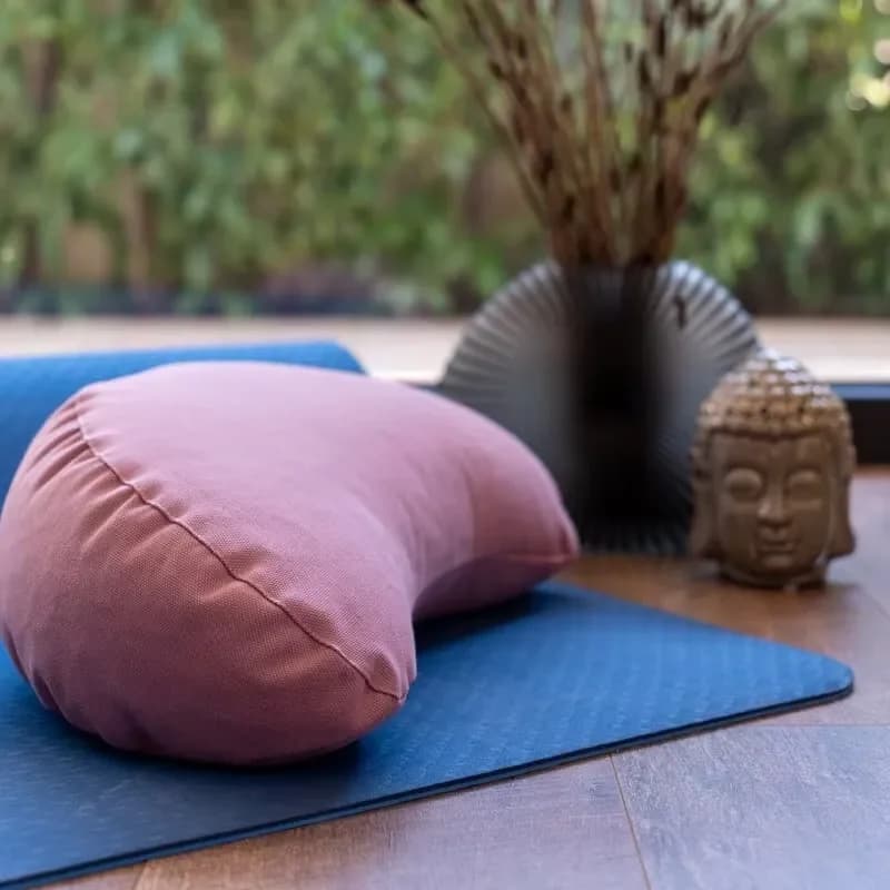 Half Moon Yoga Pillow Organic Cotton Meditation Cushion Filled with Soba Rind for Comfortable Seated Meditation Practice