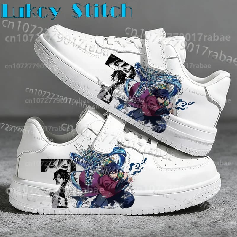 Popular Anime Figure Tomioka Giyuu Boys Girls Small White Shoes High Quality Soft Sole Wear Resistant Series Shoes Size 28-40