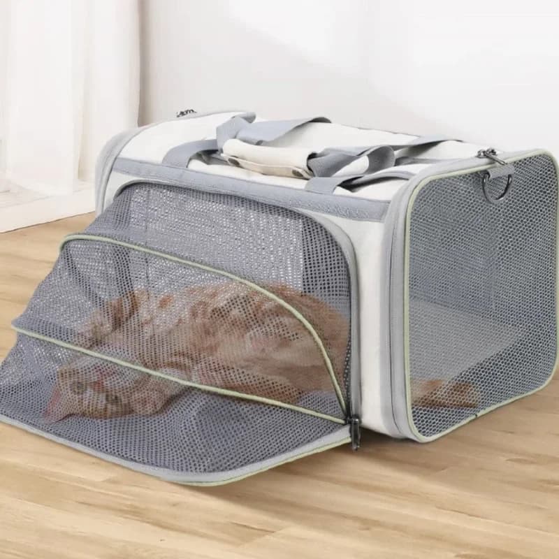 Borsa da viaggio portatile traspirante per trasportino per animali domestici Zaino per cani espandibile Borsa morbida pieghevole per compagnia aerea per viaggi facili