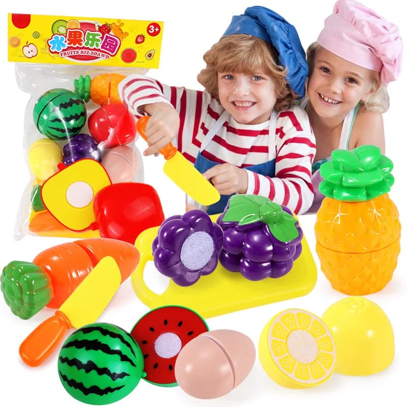9 pezzi per bambini giochi di imitazione giocattoli da cucina possono tagliare frutta verdura simulazione cibo giochi educativi fai da te ragazze ragazzo giocattolo regalo di Natale