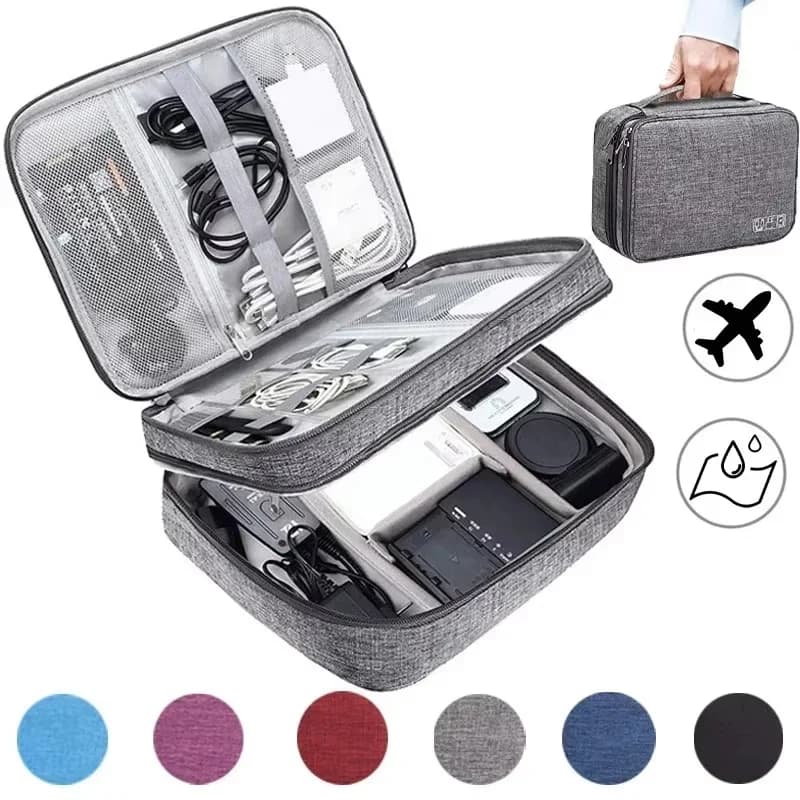 Borsa portaoggetti per cavi multifunzionale Organizzatore di accessori impermeabile Custodia portatile per organizer per cavi da viaggio USB per caricabatterie