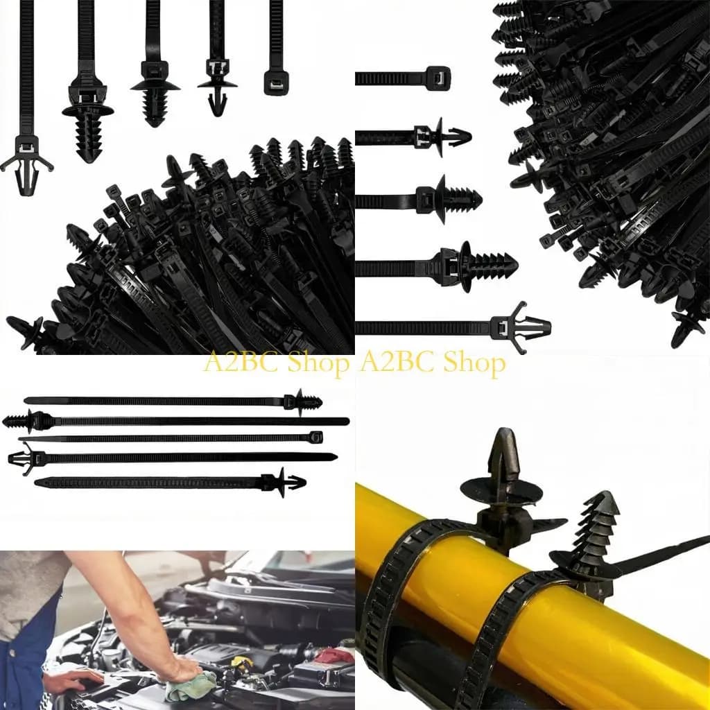 A2BC 160Pcs Nylon Thread Cable Clamps Push Mount Cable Ties For Auto And Bike Interior Wiring Securely Hold