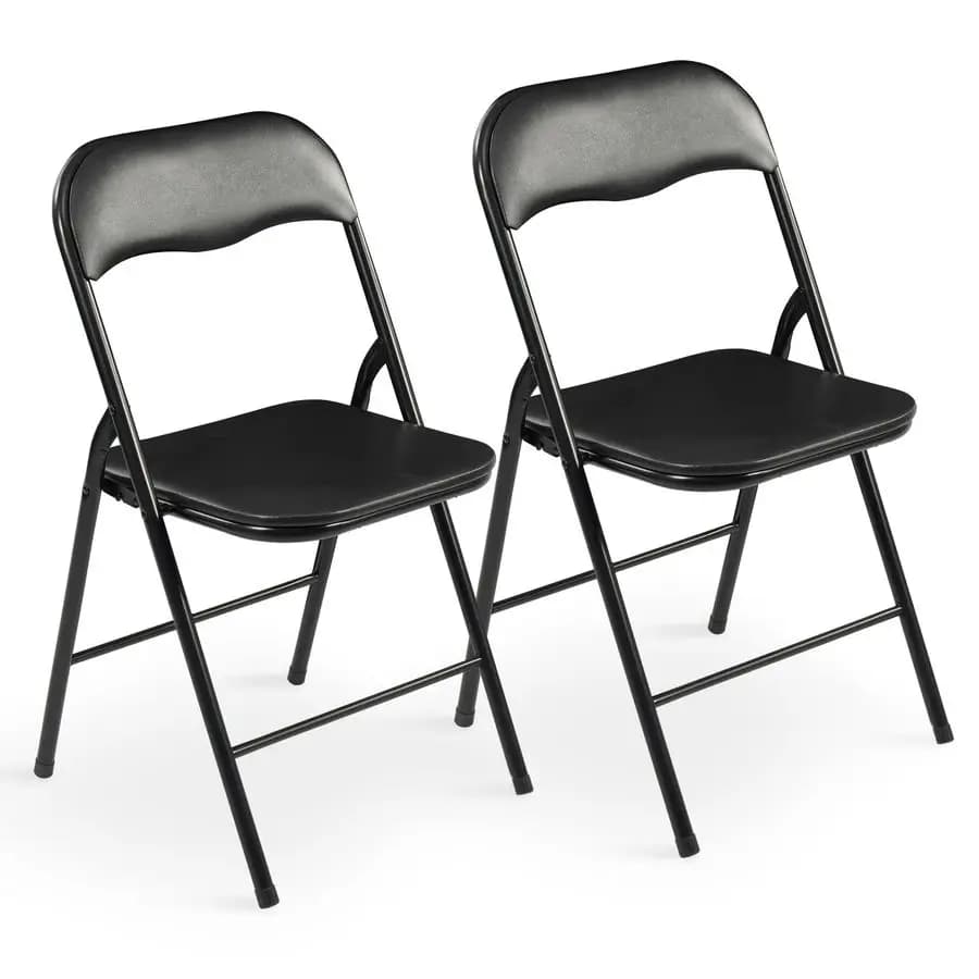 Foldable Chairs 2 Pieces, Chairs with Bearing in Padded Vinyl and Metal Frame Robusto for Home and Office, for Interior and Exterior