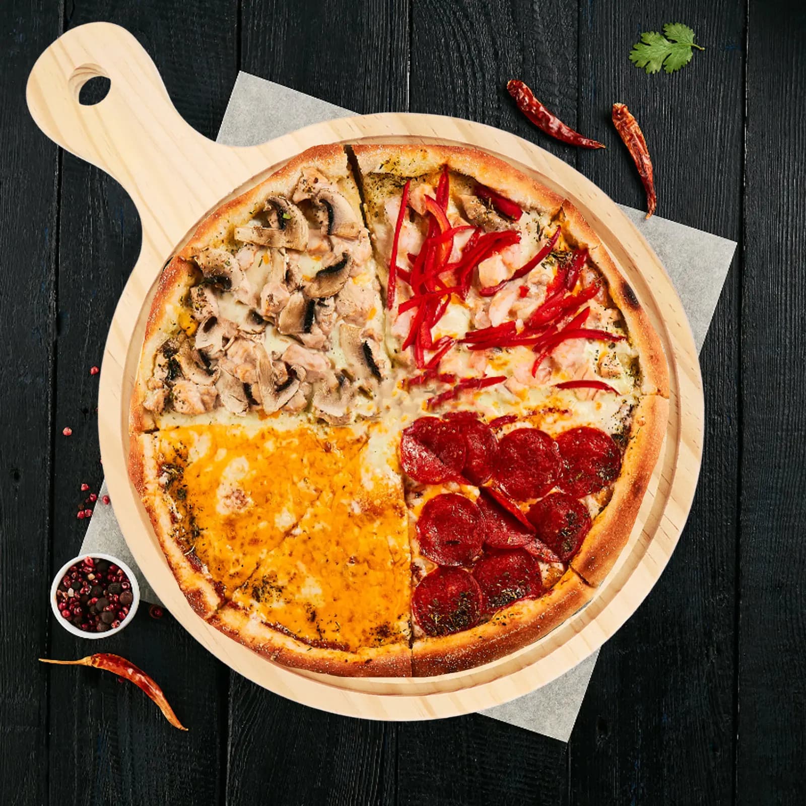10 Inch Natural Wooden Pizza Peel Paddle for Baking Bread and Homemade Pizza Transfer Round Wood Serving Board for Oven Use