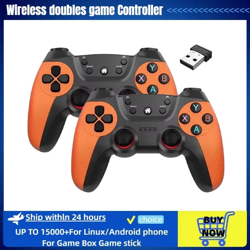 Double Wireless Game Controller for Linux/Android Phone, for Game Box, Game Stick, PC, Smart TV Box, Gamepad joystick 2.4G