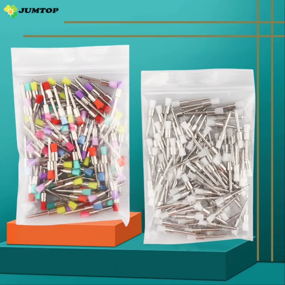 Dental Profiling Brush Polishing Dental Consumption Materials Disposable Flat Type Nylon Teeth whitening Pulito per Odontoiatria Materail 100 PZ