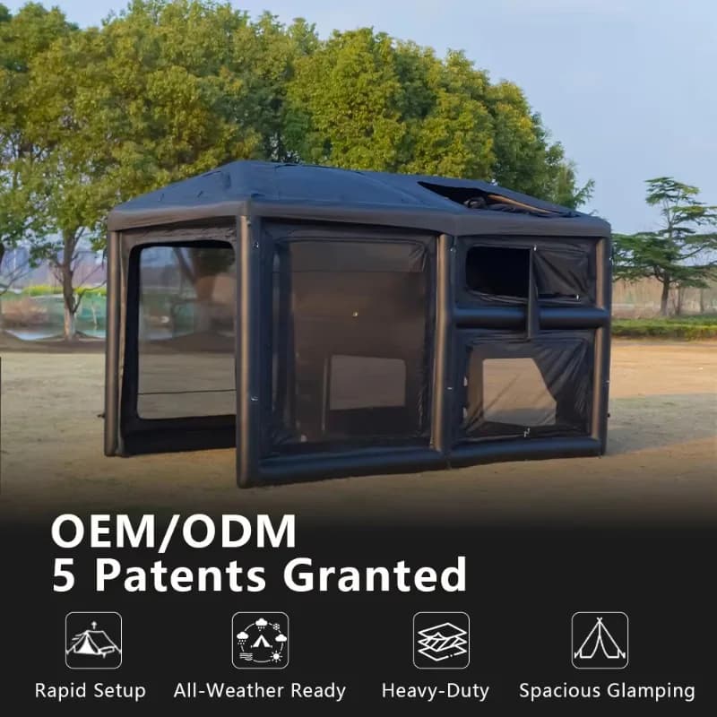 Outdoor Inflatable Tent Immersive Experience 4*2.6*2.6M Oxford Fireproof Portable Camping Inflatable Canopy Tent with Stove Hole