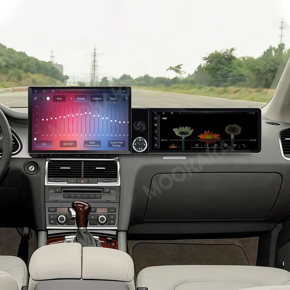 Android 15 13.1"+12.3" Dual Touch Screen For Audi Q7 2005‑2009 Car Stereo Radio Multimedia Player GPS Navigation CarPlay 4G DSP