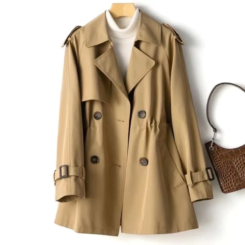 Trench casual da donna Giacca a vento lunghezza midi Capispalla femminile per la primavera autunno Taglia grande Nero Khaki 4XL