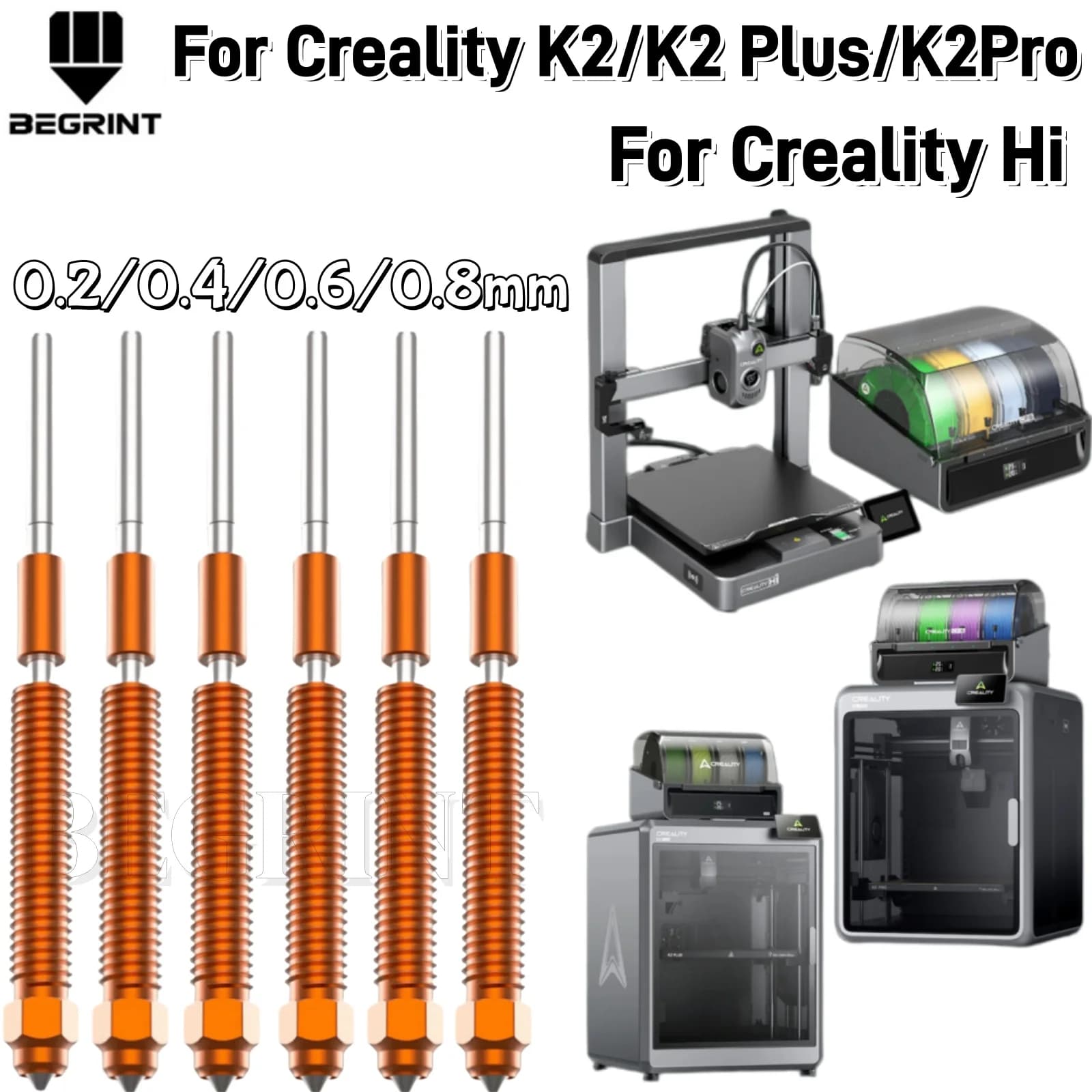 Kit Ugelli Quick-Swap Unicorn Aggiornato per Creality K2/K2 Plus/K2 Pro 0.2/0.4/0.6/0.8mm, Parti per Stampanti 3D