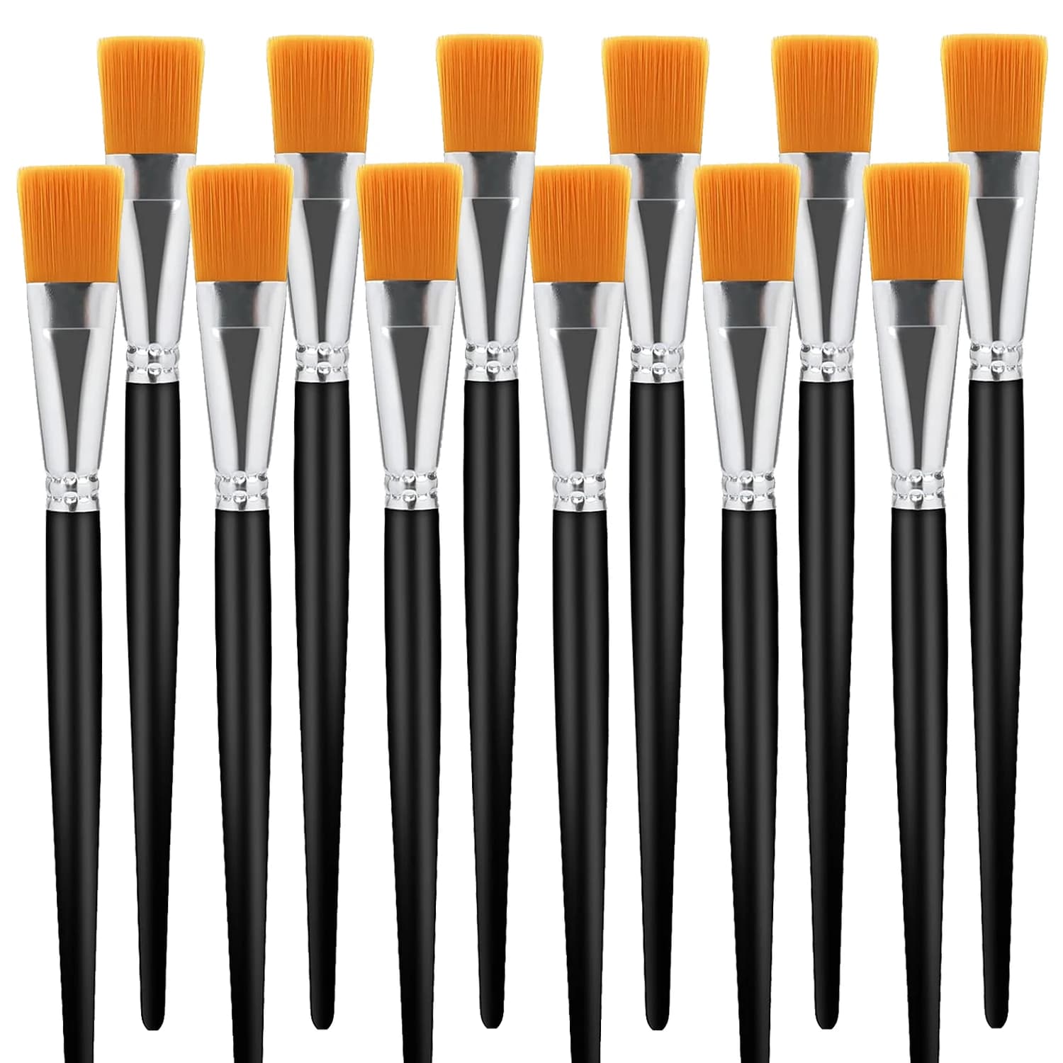12 Pcs Small Flat Paint Brushes Bulk,Artist Brush Set for Acrylic Watercolor,Craft Painting Brushes for Kids Adults DIY Projects